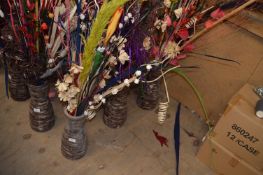 *Three Floral Displays in Tall Ceramic Vases