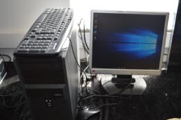 Fujitsu Computer Tower, Microsoft Keyboard and Monitor with Windows 10 Home Premium