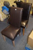 *Two Brown Leatherette Highback Dining Chairs