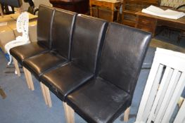 *Set of Four Dark Brown Leatherette Dining Chairs