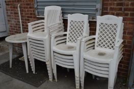 Large Quantity of White Plastic Garden Furniture