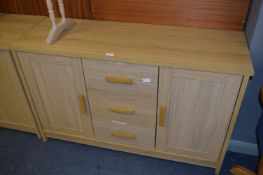 Light Oak Sideboard with Two Door and Three Drawers