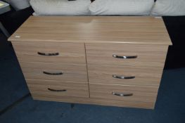 Light Oak Six Drawer Unit with Chrome Handles