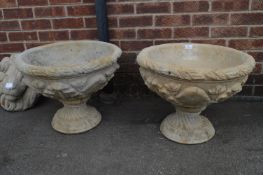 Pair of Large Concrete Urns on Plinths