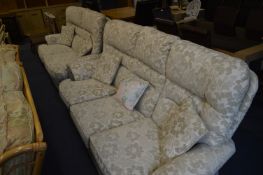 Floral Patterned Upholstered Suite; Three Seater and Two Seater