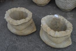 Pair of Small Garden Planters in the Form of Sacks