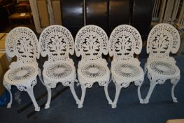 Set of Five Cast Metal Antique Style Garden Chairs