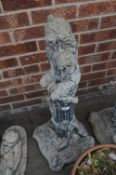 Concrete Figure of a Girl on Column Plinth