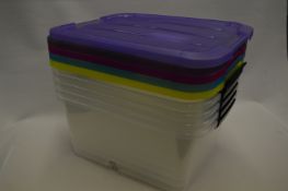 *IRIS 5PK 15L STORAGE WITH MULTI-COLOURED LIDS