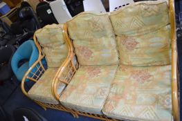 Cane Conservatory Suite; Two Seater and an Armchair