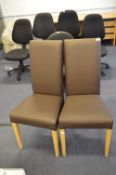 *Pair of Light Brown Leatherette Highback Dining Chairs