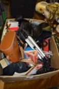 Box of Camera Accessories, Tripods, Flash Units, Cameras, etc.