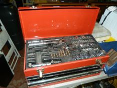 Metal Toolbox with Part Socket Set