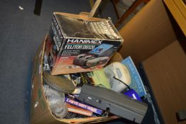 Box Containing Slide Viewer, Books, Fan Heater, Tiles, etc.