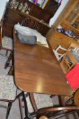 Oak Drop Leaf Dining Table with Two Wheelback Dining Chairs and Two Carvers
