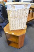 Oak Hexagonal Coffee Table and a Cane Linen Basket