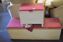 Large Wicker Ottoman and a Small Wicker Ottoman with Contents