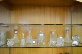 Glassware Including Decanters, Biscuit Barrel, Clock, etc.
