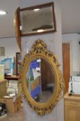 Gilt Framed Oval Wall Mirror