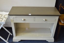 *Dark Oak Topped White Sideboard with Two Drawers