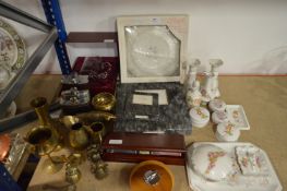 Spirit Flask, Table Mats, Dressing Table Set, Brassware, etc.