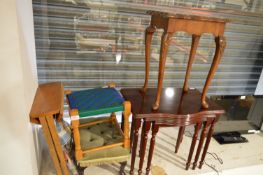 Nest of Tables, Side Table, Two Stools and a Small Folding Table