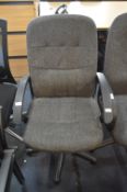*Grey Upholstered Swivel Office Armchair