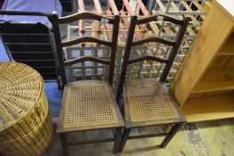 Pair of Oak Cane Seated Chairs