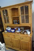 Pine Welsh Dresser with Glazed Doors