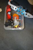 Storage Box & Plastic Toy Vehicles