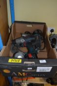 Box Containing Bosch Drills, Orbital Sanders, etc.