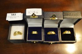 Four Dress Rings Set with Stones