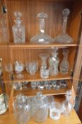 Glassware INcluding Decanters, Drinking Cups, Trinket Trays, Ice Bucket, etc.