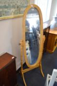Beech Framed Oval Cheval Mirror