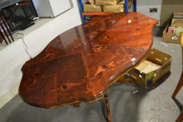 Mahogany Inlaid Topped Dining Table on Pedestal Base