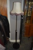Chrome and Black Wood Upright Standard Lamp