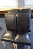 *Set of Four Black Leatherette Highback Dining Chairs