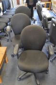 Set of Four Black Swivel Office Armchairs