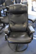 Black Leather Swivel Armchair