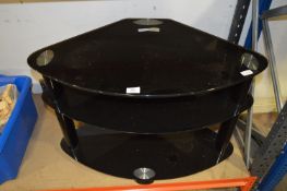 Black Glass Three Tier TV Stand