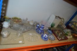 Large Selection of Pottery and Glassware Including: Dressing Table Sets, Willow Pattern Part Tea