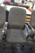 *Grey Upholstered Swivel Office Armchair