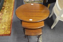 Oval Topped Mahogany Nest of Three Tables