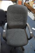 *Grey Upholstered Swivel Office Armchair