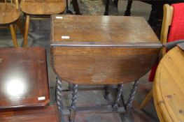 Small Oak Drop Leaf Barley Twist Legged Dining Table