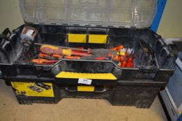 Toolbox Containing Assorted Screwdrivers, Electricians Tools, Rig Spanners, etc.