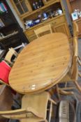 Pine Extending Dining Table and Six Pine Barback Dining Chairs