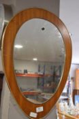Teak Framed Oval Wall Mirror