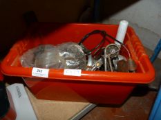 Box Containing Bicycle Parts Including Brake Levers, Spindles, etc.