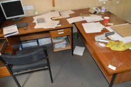 *Two Sapelli Mahogany Double Pedestal Desks, Two Office Chairs, Office Sundries, etc.